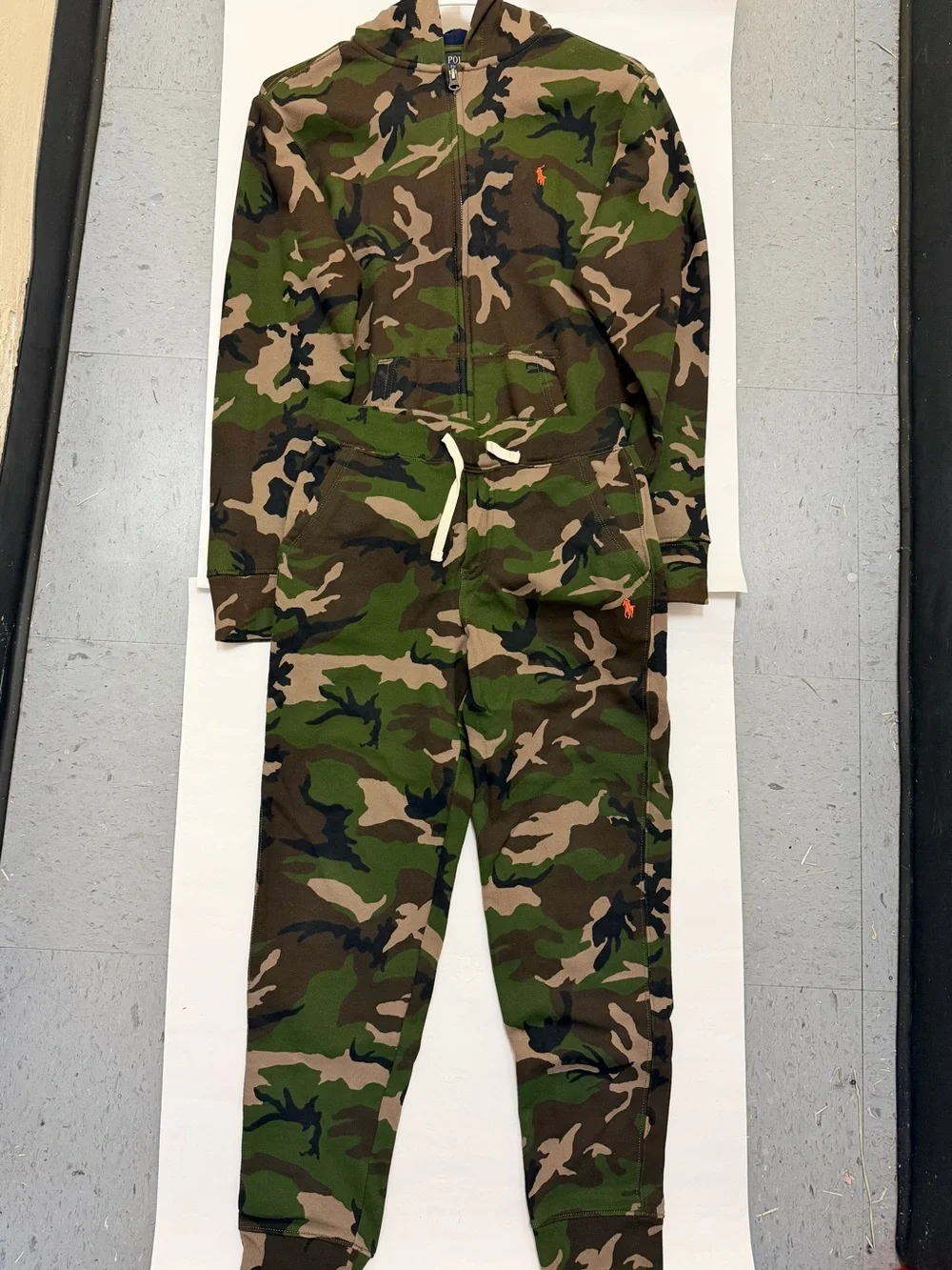 Ralph Lauren Kids Camo Zip-Up Hooded Jumpsuit - Green/Brown/Black